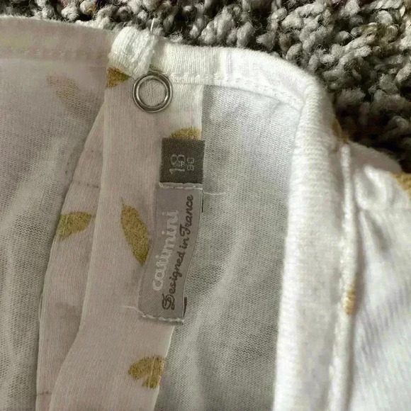 Catamini Gold Metallic Leaves LS White Drop Waist Dress - Picture 4 of 5